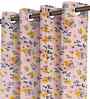 Multicolor Cotton Floral 9ft Eyelet Long Door Curtains (3 Pcs)