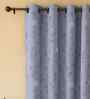 Grey Cotton Floral 9ft Eyelet Long Door Curtains (3 Pcs)