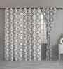 Grey Cotton Floral 9ft Eyelet Long Door Curtains (3 Pcs)