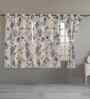 Purple Cotton Floral 5ft Eyelet Window Curtains (3 Pcs)