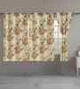 Orange Cotton Floral 5ft Eyelet Window Curtains (3 Pcs)
