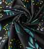 Black Cotton Floral 5ft Window Curtains (3 Pcs)