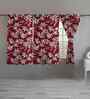 Maroon Cotton Floral 5ft Window Curtains (3 Pcs)