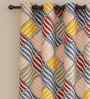 Multicolor Cotton Geometric 5ft Window Curtains (3 Pcs)