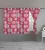 Pink Cotton Floral 5ft Window Curtains (3 Pcs)