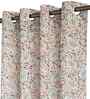 Beige Cotton Floral 7ft Eyelet Door Curtains (3 Pcs)