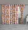Multicolor Cotton Floral 7ft Eyelet Door Curtains (3 Pcs)