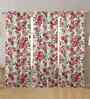 Pink Cotton Floral 7ft Door Curtains (3 Pcs)