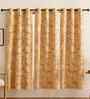 Mustard Cotton Floral 9ft Long Door Curtains (3 Pcs)