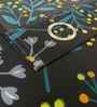 Black Cotton Floral 9ft Long Door Curtains (3 Pcs)