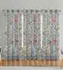 Multicolor Cotton Floral 9ft Long Door Curtains (3 Pcs)