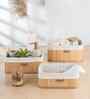 Set Of 3 Beige Bamboo Bathroom Vanity Organiser