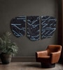 Set Of 3 Black And Blue High Texture Wool And Silk Wall Art