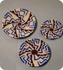 Set Of 3 Blue Sabai Grass Echo Drift  Wall Plate