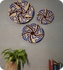 Set Of 3 Blue Sabai Grass Echo Drift  Wall Plate