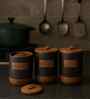 Set of 3 Brew Essentials Luxe Ceramic and Wooden Jar Containers