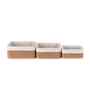 Set Of 3 Brown & Beige Bamboo Rectanglular Rattan Organiser