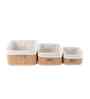 Set Of 3 Brown & Beige Bamboo Square Rattan Organiser