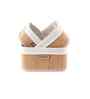 Set Of 3 Brown & Beige Bamboo Square Rattan Organiser