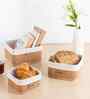 Set Of 3 Brown & Beige Bamboo Square Rattan Organiser