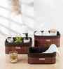 Set Of 3 Brown Bamboo Bathroom Vanity Organiser