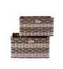 Set Of 3 Brown Plastic  Wicker Bathroom Organiser