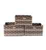 Set Of 3 Brown Plastic  Wicker Bathroom Organiser
