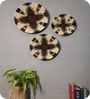 Set Of 3 Brown Sabai Grass Onyx Blossom  Wall Plate