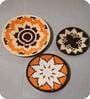 Set Of 3 Brown Sabai Grass Roots And Rhythm  Wall Plate