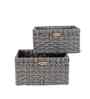 Set Of 3 Charcoal Plastic  Stackable Wicker Organiser