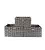 Set Of 3 Charcoal Plastic  Stackable Wicker Organiser
