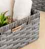 Set Of 3 Charcoal Plastic  Stackable Wicker Organiser