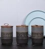 Set of 3 Daily Brew Luxe Ceramic and Wooden Jar Containers