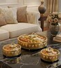 Set of 3 Glass and Matel Crown Luxe Jar Containers