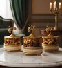 Set of 3 Glass and Matel Ginkgo Elegance Jar Containers