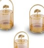 Set of 3 Glass and Matel Heritage Arch Jar Containers
