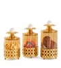 Set of 3 Glass and Matel Quick Shop Crown Luxe Jar Containers