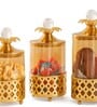 Set of 3 Glass and Matel Quick Shop Crown Luxe Jar Containers