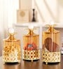 Set of 3 Glass and Matel Quick Shop Crown Luxe Jar Containers