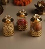 Set of 3 Glass and Matel Quick Shop Crown Luxe Jar Containers