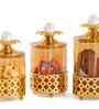 Set of 3 Glass and Matel Quick Shop Crown Luxe Jar Containers