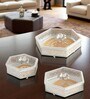 Set of 3 Glass and Matel Silver Luxe Hexa Jar Containers