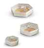 Set of 3 Glass and Matel Silver Luxe Hexa Jar Containers