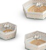Set of 3 Glass and Matel Silver Luxe Hexa Jar Containers