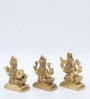 Laxmi ,Ganesh & Saraswati Set Of 3 Gold Brass Idols