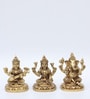 Laxmi ,Ganesh & Saraswati Set Of 3 Gold Brass Idols