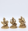 Laxmi ,Ganesh & Saraswati Set Of 3 Gold Brass Idols