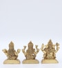 Laxmi ,Ganesh & Saraswati Set Of 3 Gold Brass Idols