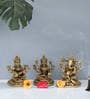 Laxmi ,Ganesh & Saraswati Set Of 3 Gold Brass Idols