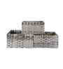 Set Of 3 Grey Plastic  Stackable Wicker Organiser